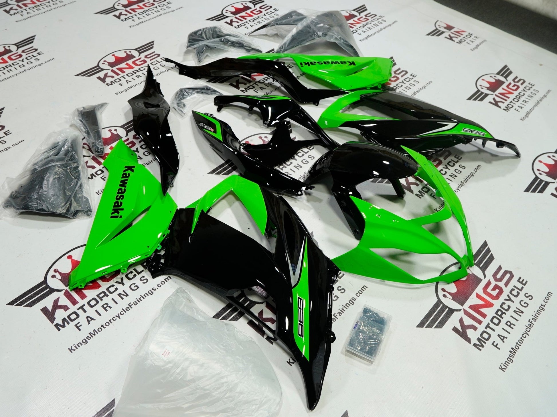 Fairings for Kawasaki ZX6R 636 (2013-2018) Lime Green, Black at KingsMotorcycleFairings.com