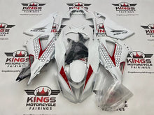 Fairings for Kawasaki ZX6R 636 (2013-2018) White, Black Design, Red at KingsMotorcycleFairings.com