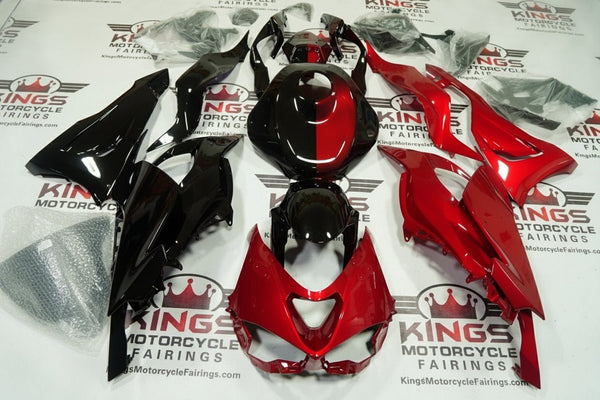 Fairings for Kawasaki ZX6R 636 (2024-2025) Black, Red Half Split at KingsMotorcycleFairings.com