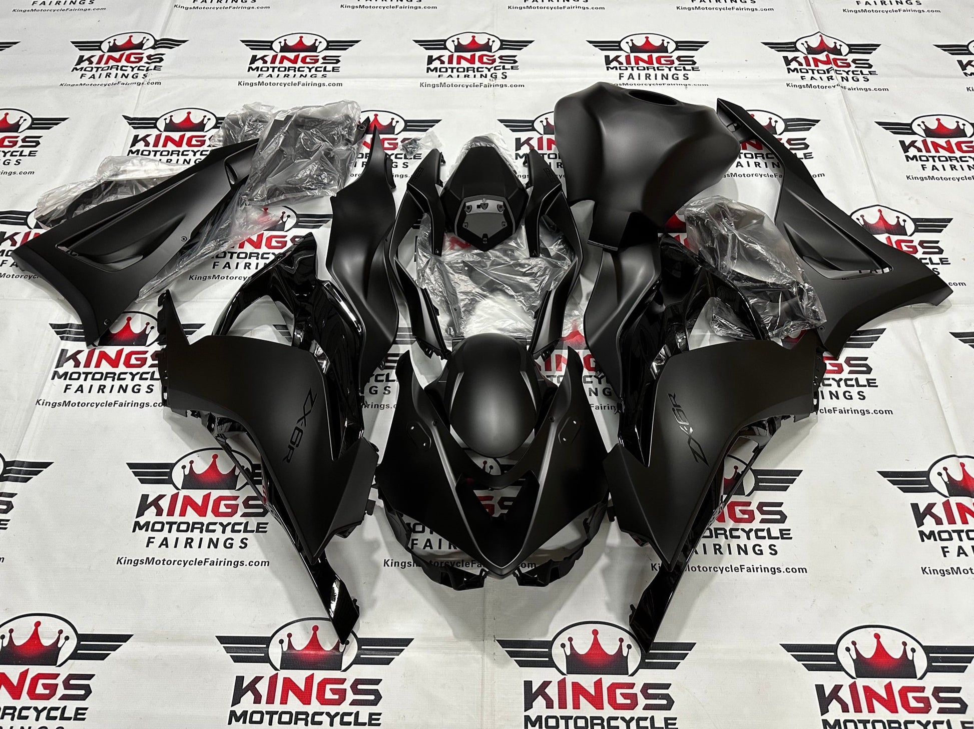 Fairings for Kawasaki ZX6R 636 (2024-2025) Flat Black, Gloss Black at KingsMotorcycleFairings.com