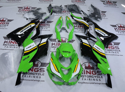 Fairings for Kawasaki ZX6R 636 (2024-2025) Green, White, Black, Yellow KRT at KingsMotorcycleFairings.com