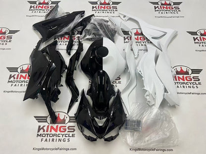 Fairings for Kawasaki ZX6R 636 (2026) Black, White Half Split at KingsMotorcycleFairings.com