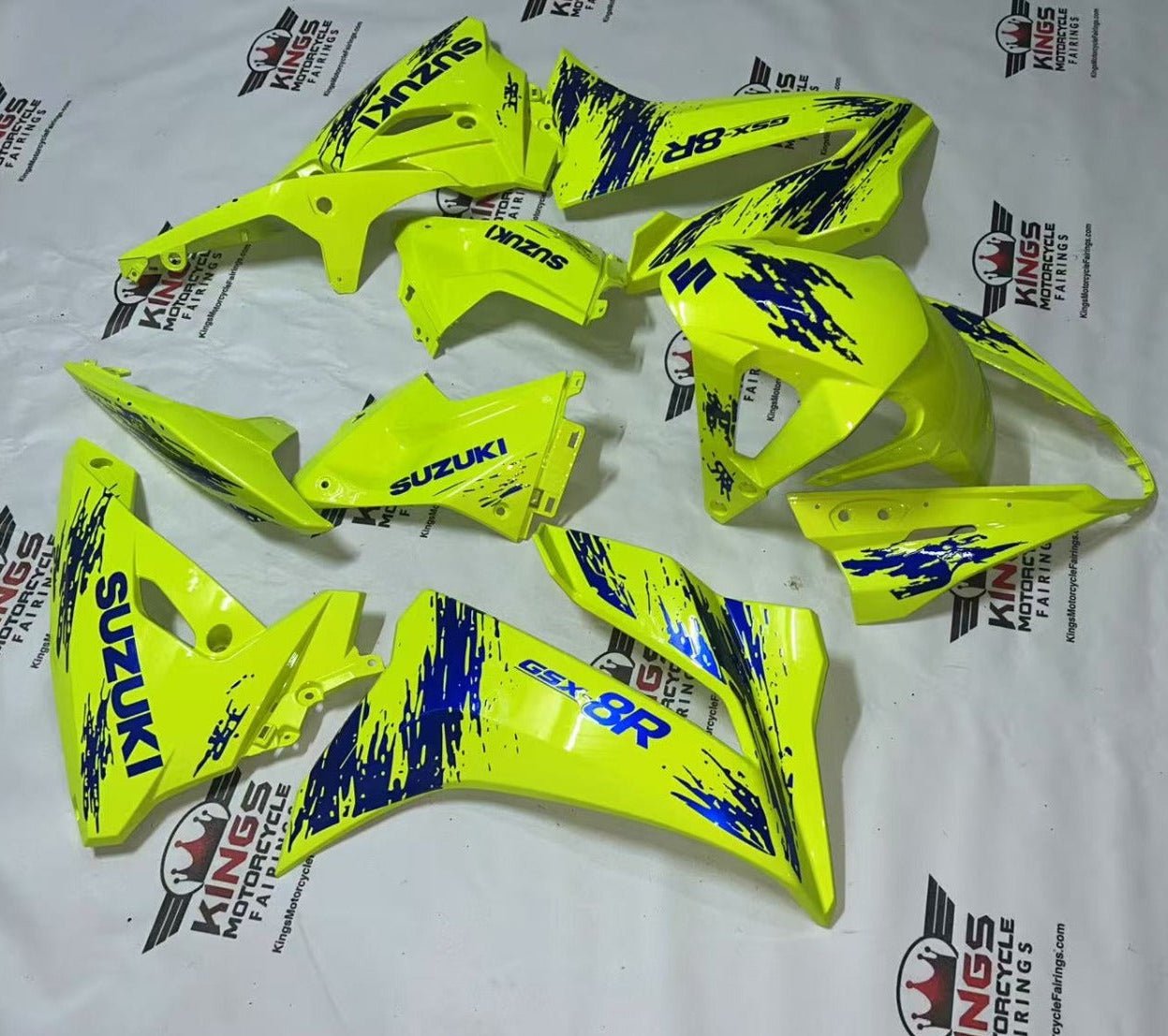 Fairings for Suzuki GSX-8R Fairings (2024-2025) Neon Yellow, Blue Splash at KingsMotorcycleFairings.co