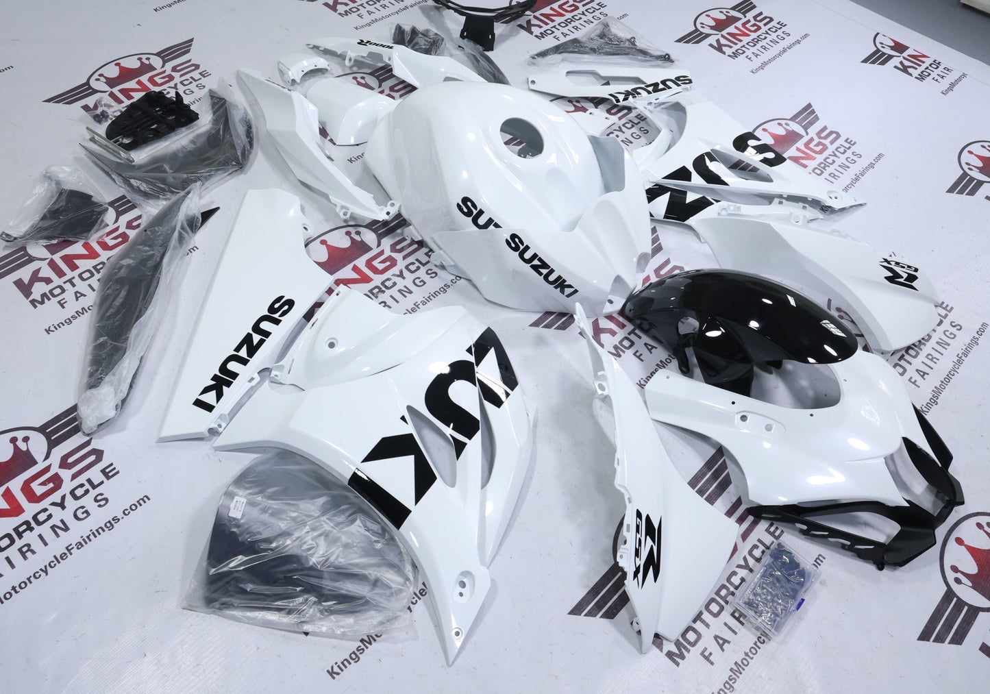 Fairings for Suzuki GSX-R1000 (2017-2025) Gloss White, Black at KingsMotorcycleFairings.com