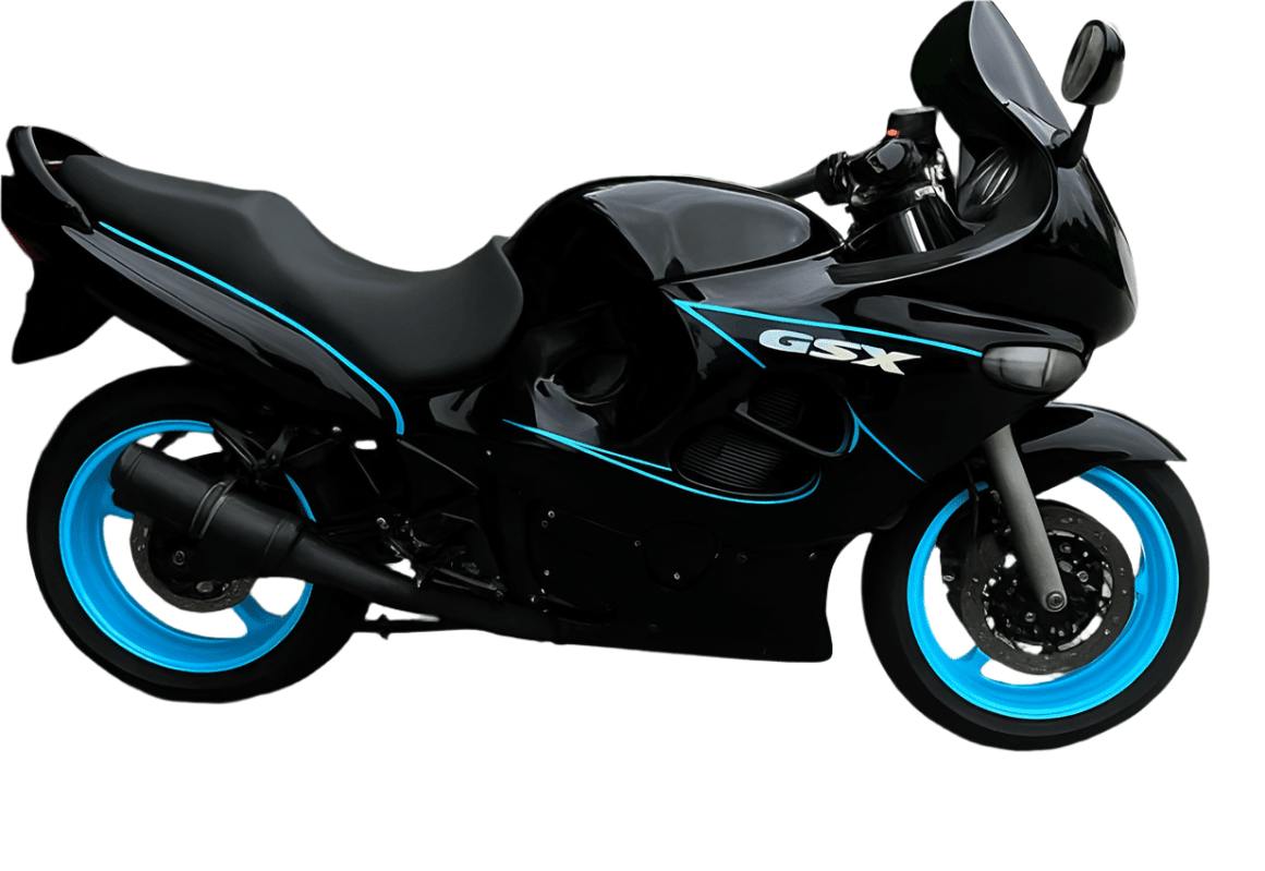 Fairings for Suzuki GSX750F Katana (1998-2006) Black, Blue Pinstripe from KingsMotorcycleFairings.com