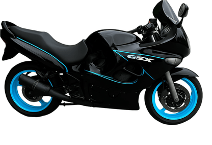 Fairings for Suzuki GSX750F Katana (1998-2006) Black, Blue Pinstripe from KingsMotorcycleFairings.com
