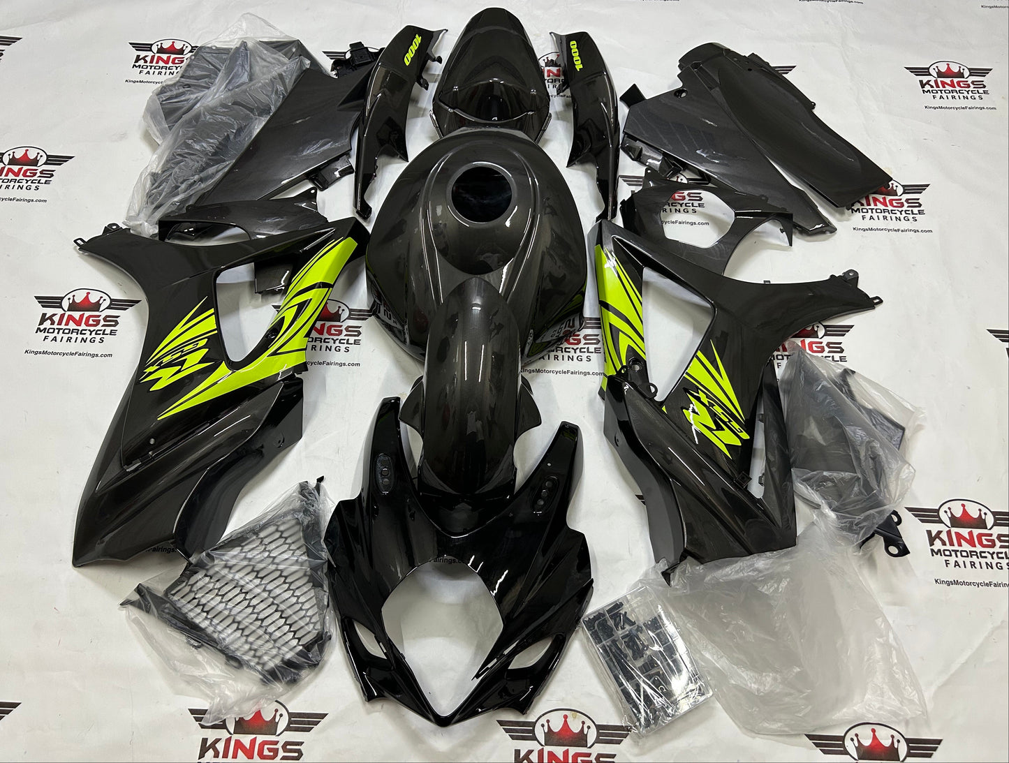 Fairings for Suzuki GSXR1000 (2007-2008) Black, Gray, Neon Yellow at KingsMotorcycleFairings.com