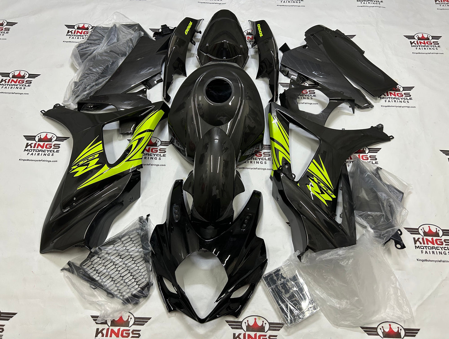 Fairings for Suzuki GSXR1000 (2007-2008) Black, Gray, Neon Yellow at KingsMotorcycleFairings.com