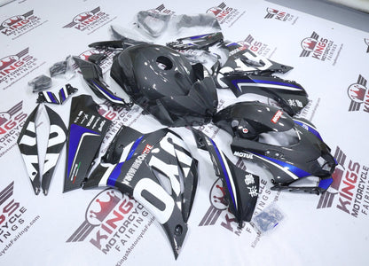 Fairings for Suzuki GSXR1000 (2017-2025) Faux Carbon Fiber, Blue, White from KingsMotorcycleFairings.com