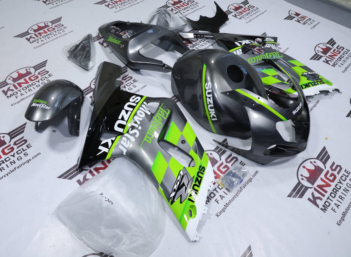 Fairings for Suzuki GSXR600 (2000-2003) Green, Gray Telefonica at KingsMotorcycleFairings.com