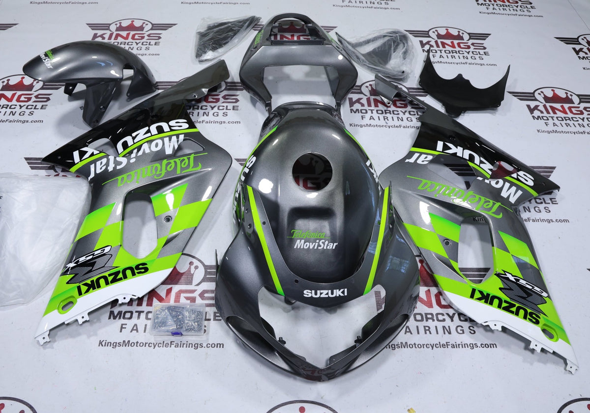 Fairings for Suzuki GSXR750 (2000-2003) Green, Gray Telefonica from KingsMotorcycleFairings.com