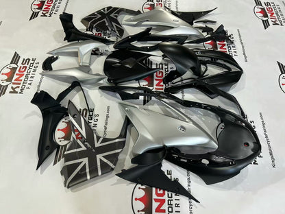 Fairings for Triumph Daytona 675 (2013-2016) Matte Black, Matte Silver Flag from KingsMotorcycleFairings.com