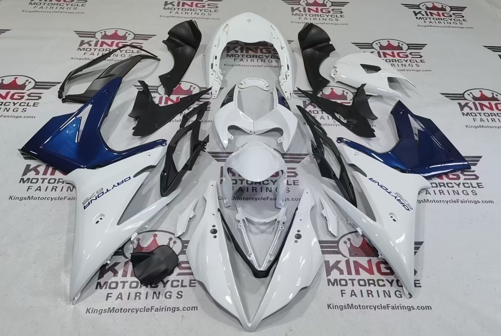 Fairings for Triumph Daytona 675 (2013-2016) White, Blue from KingsMotorcycleFairings.com