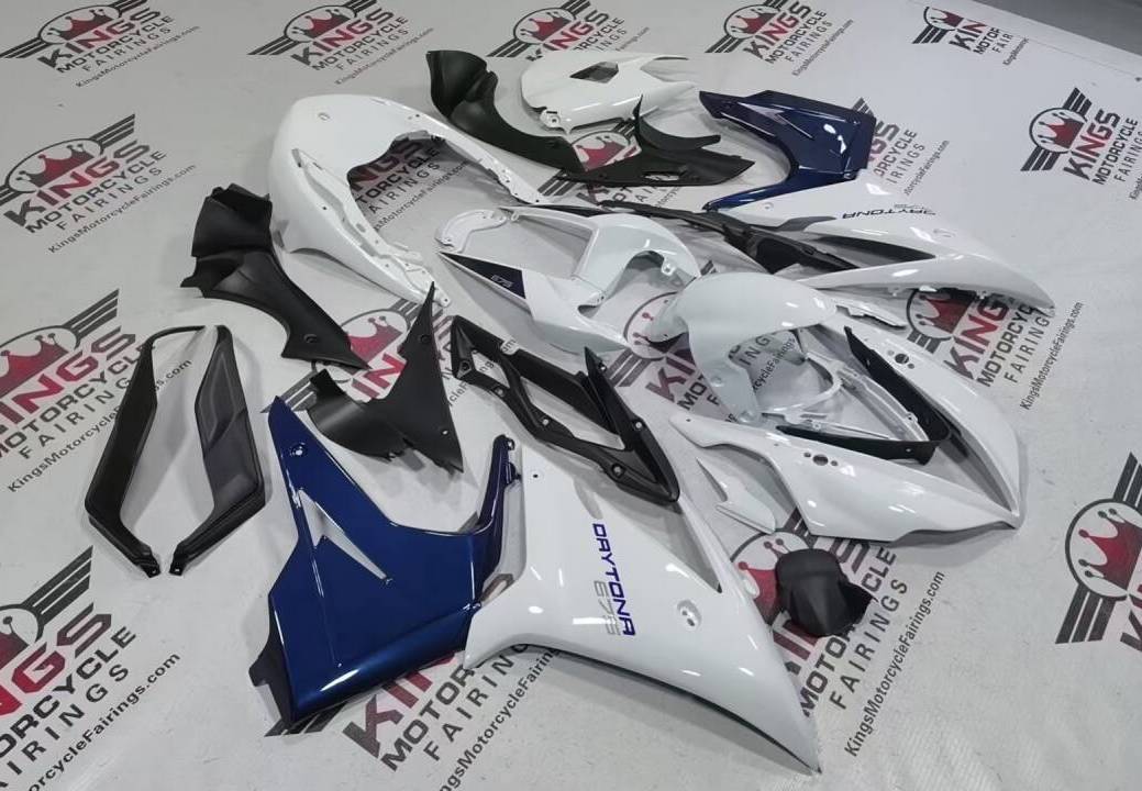 Fairings for Triumph Daytona 675 (2013-2016) White, Navy Blue at KingsMotorcycleFairings.com
