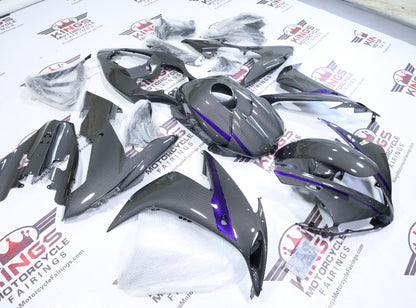 Fairings for Yamaha R1 (2004-2006) Faux Carbon Fiber, Purple Stripes at KingsMotorcycleFairings.com