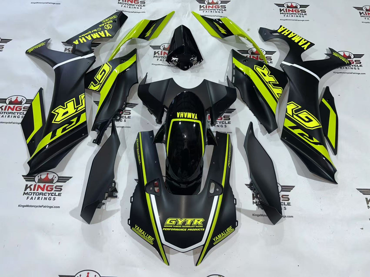 Fairings for Yamaha YZF-R1 (2020-2025) Matte Black, Neon Yellow GYTR at KingsMotorcycleFairings.com