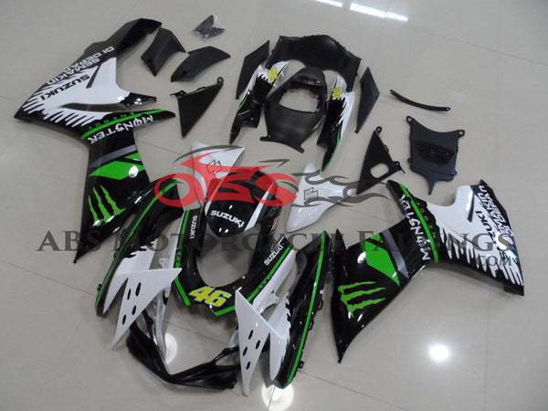 Suzuki GSXR600 (2011-2023) Black, White & Green Monster 46 Fairings