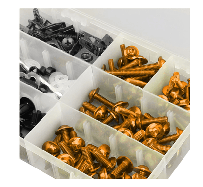 Gold Bolt Kit for Universal Fit Motorcycle Fairing Installation at KingsMotorcycleFairings.com