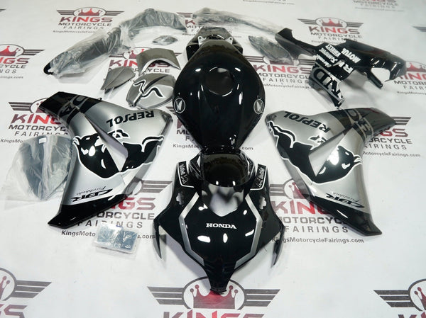 HONDA CBR1000RR Fairings (2008-2011) Black, Silver Repsol Bull at KingsMotorcycleFairings.com