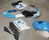HONDA CBR1100XX SUPER BLACKBIRD FAIRING KIT (1996-2007) MATTE WHITE,  BLUE KONICA MINOLTA at KingsMotorcycleFairings.com
