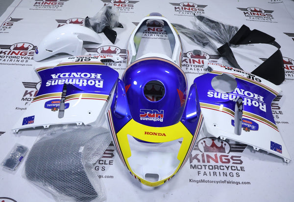 HONDA CBR1100XX Super Blackbird Fairings (1996-2007) White, Blue, Yellow Rothmans from KingsMotorcycleFairings.com