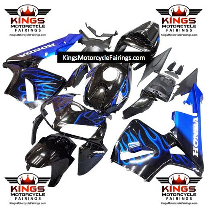 HONDA CBR600RR Fairings (2005-2006) Black, White, Blue Flames at KingsMotorcycleFairings.com