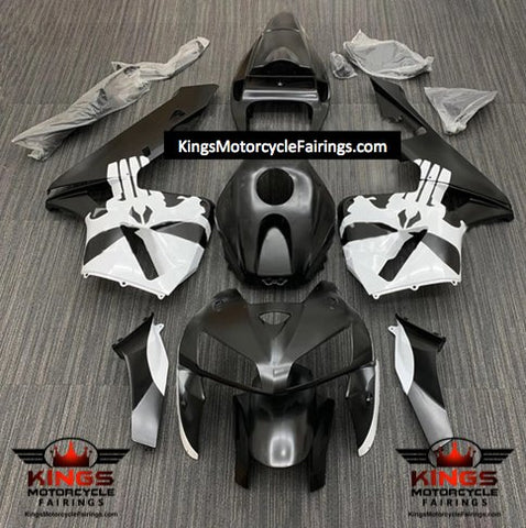 HONDA CBR600RR Fairings (2005-2006) Matte Black, White Punisher Skull at KingsMotorcycleFairings.com
