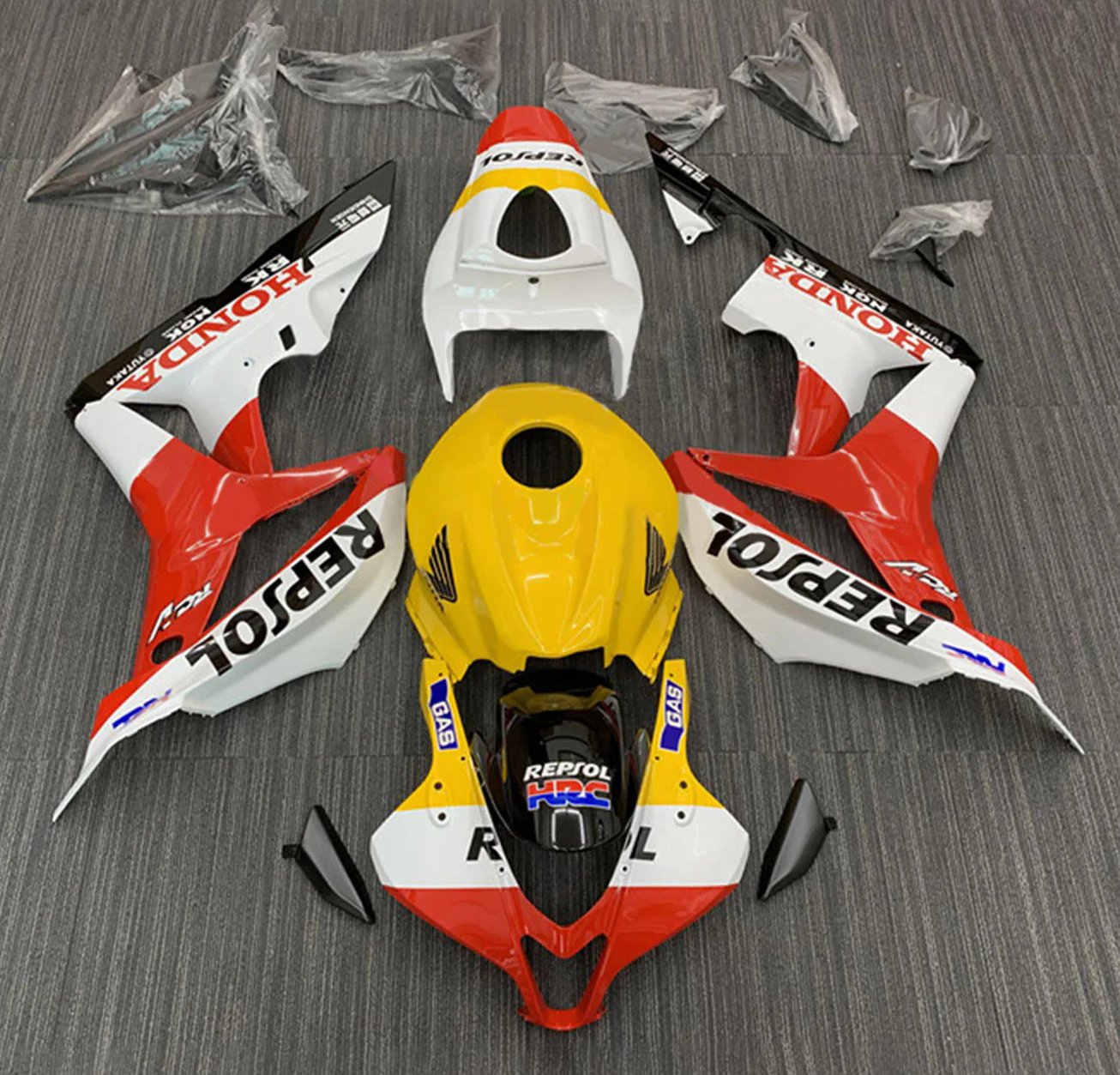 HONDA CBR600RR Fairings (2007-2008) Yellow, White, Red Repsol at KingsMotorcycleFairings.com