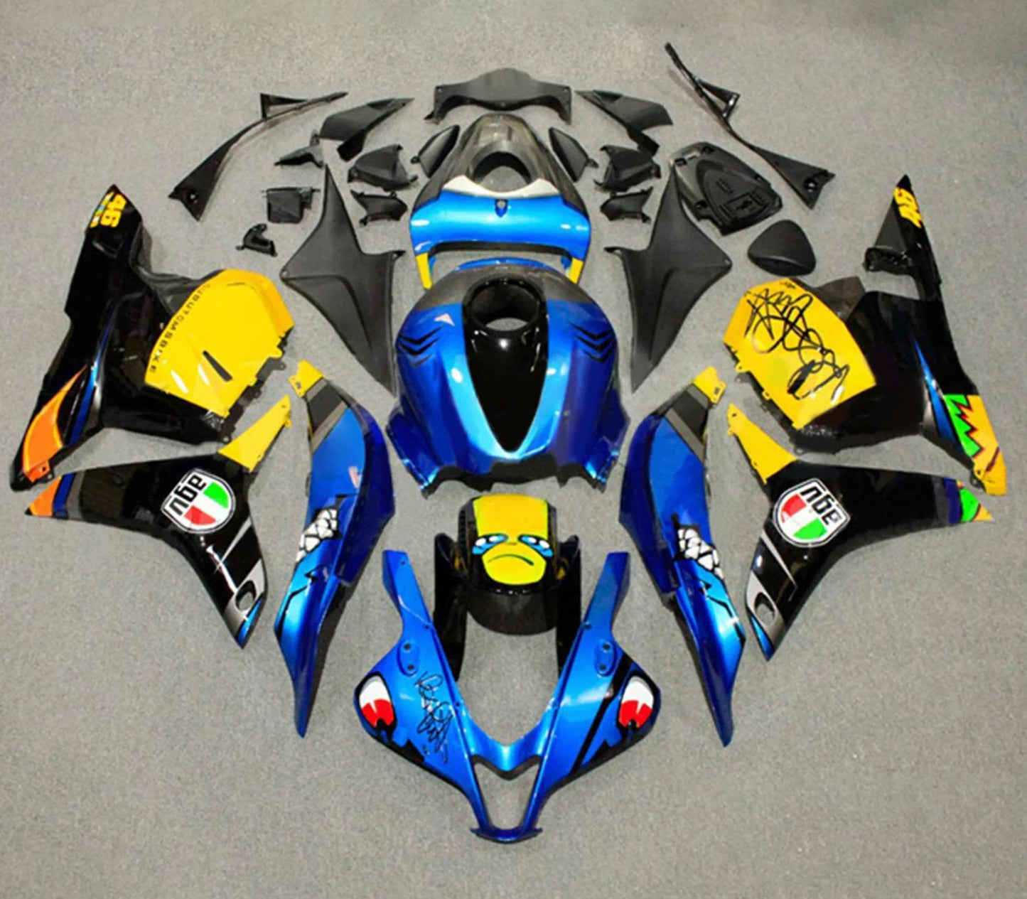 HONDA CBR 600RR FAIRINGS  (2009-2012) BLUE, BLACK. YELLOW SHARK at KingsMotorcycleFairings.com
