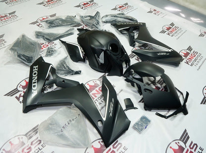HONDA CBR650R Fairings (2024-2025) Matte Black, White Stripe at KingsMotorcycleFairings.com