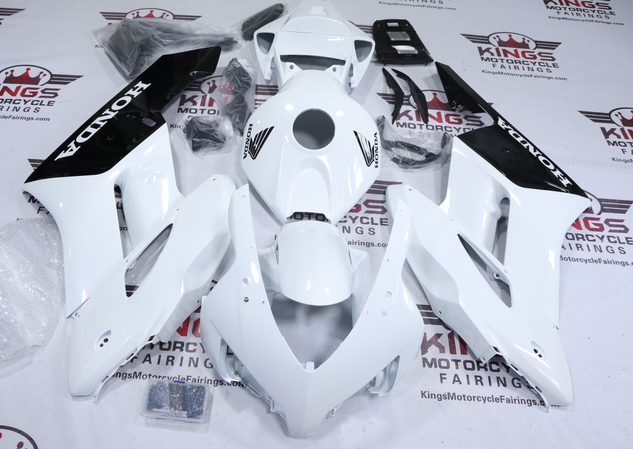 Honda CBR1000RR Fairing Kit (2004-2005) White, Black at KingsMotorcycleFairings.com