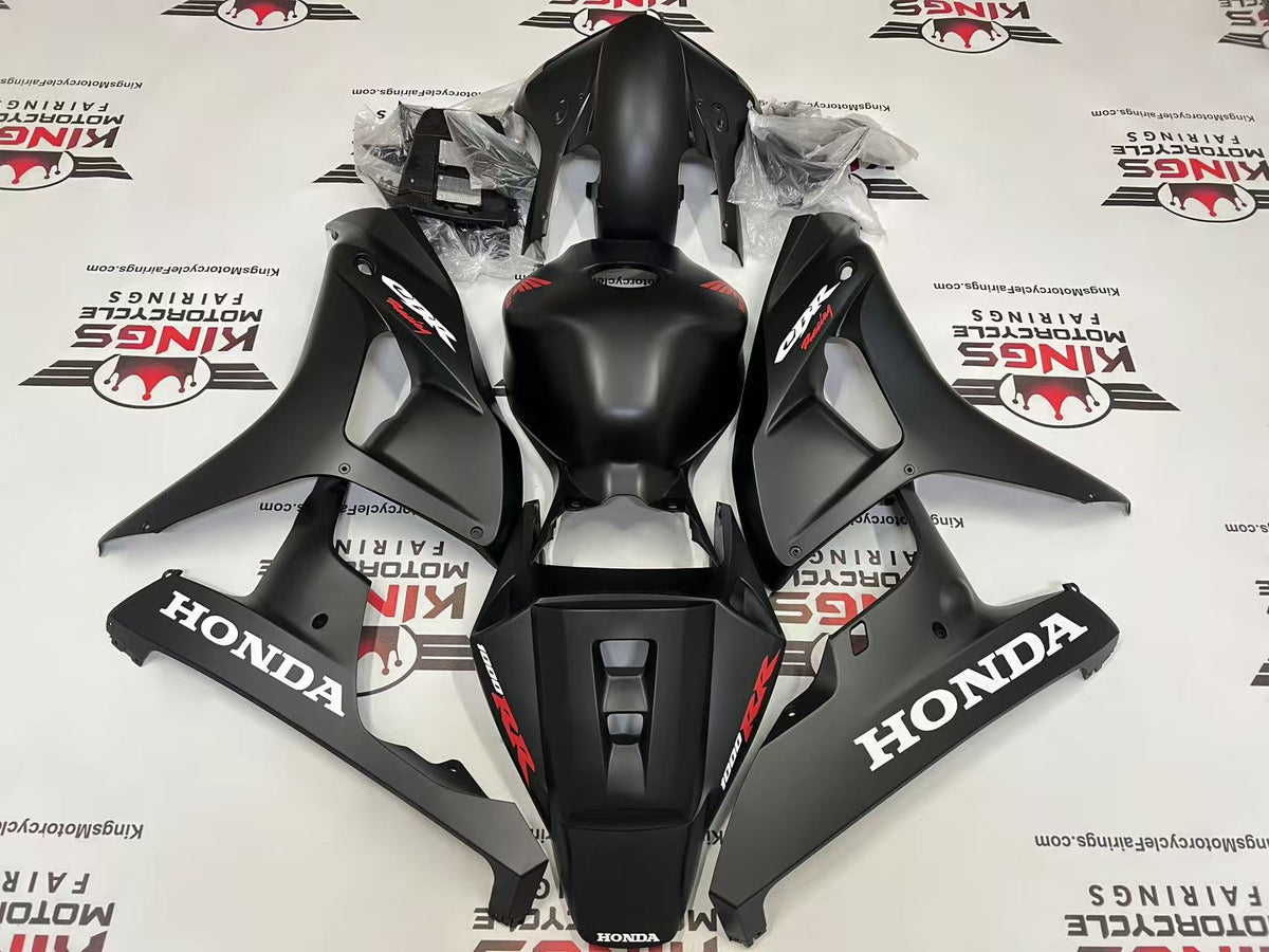 Honda CBR1000RR Fairing Kit (2006-2007) Matte Black, White, Red Wings from KingsMotorcycleFairings.com