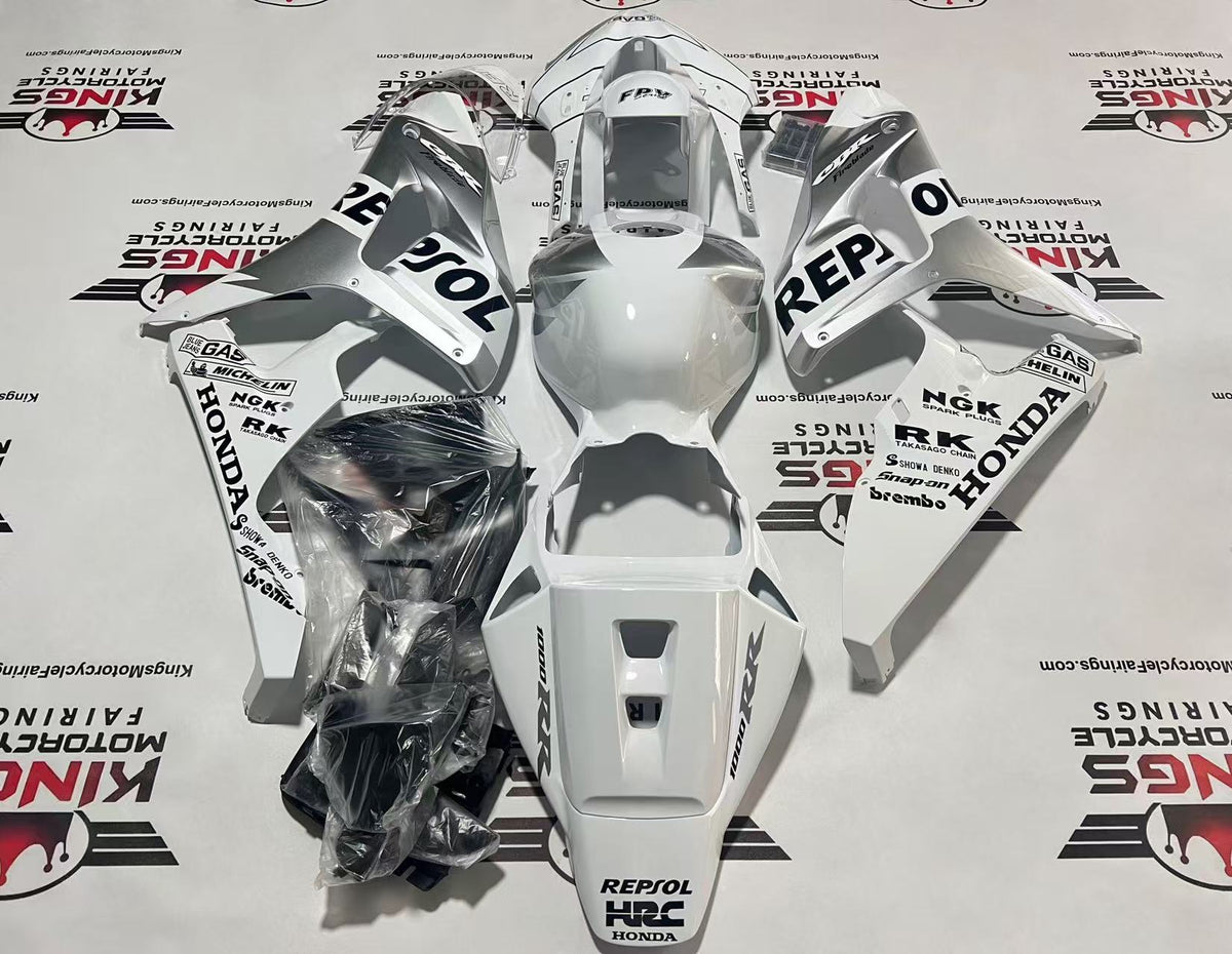 Honda CBR1000RR Fairing Kit (2006-2007) White, Silver Gas Repsol at KingsMotorcycleFairings.com