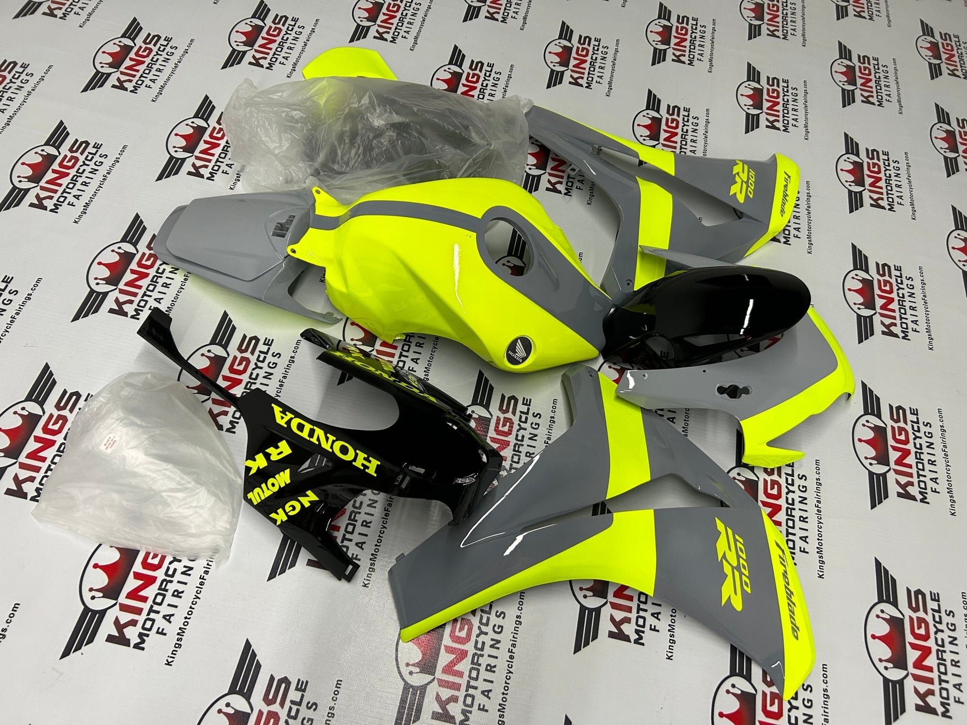 Honda CBR1000RR Fairing Kit (2008-2011) Neon Yellow, Gray, Black at KingsMotorcycleFairings.com
