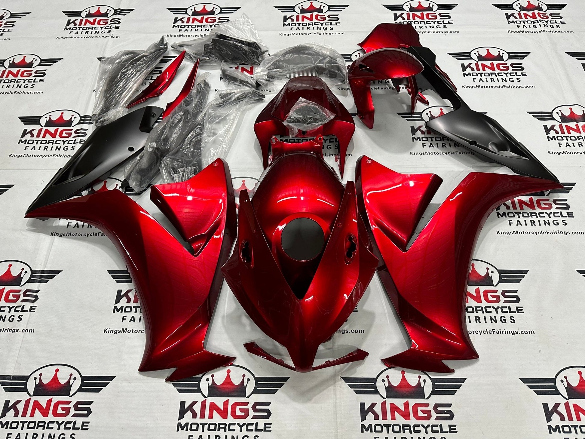 Honda CBR1000RR Fairing Kit (2012-2016) Candy Red, Matte Black from KingsMotorcycleFairings.com
