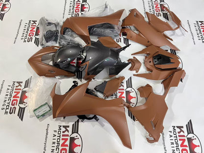 Honda CBR1000RR Fairing Kit (2017-2025) Matte Brown, Gloss Faux Carbon Fiber at KingsMotorcycleFairings.com