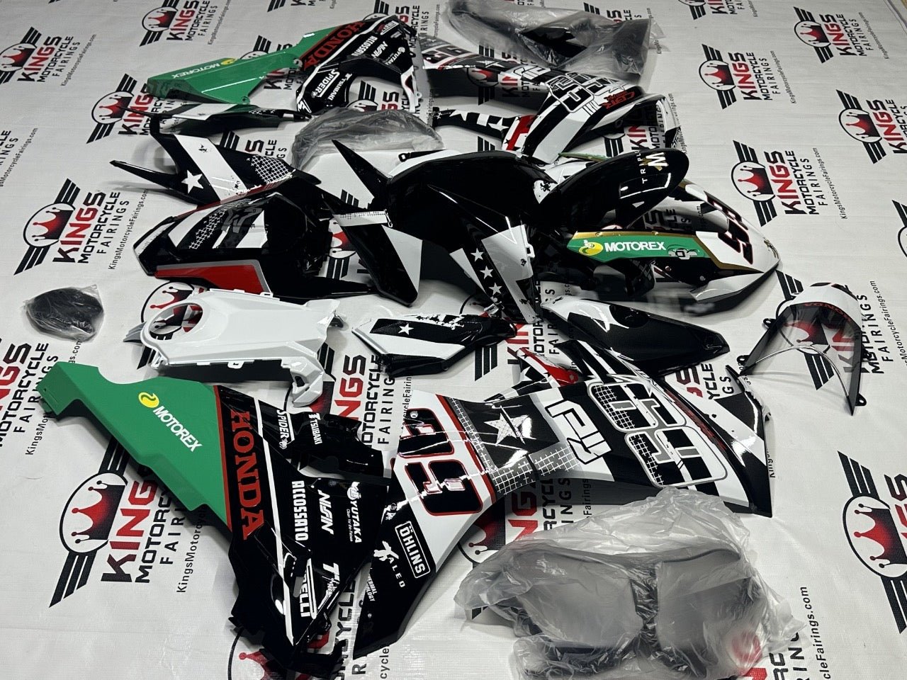 Honda CBR1000RR Fairing Kit (2017-2025) White, Black WSBK at KingsMotorcycleFairings.com