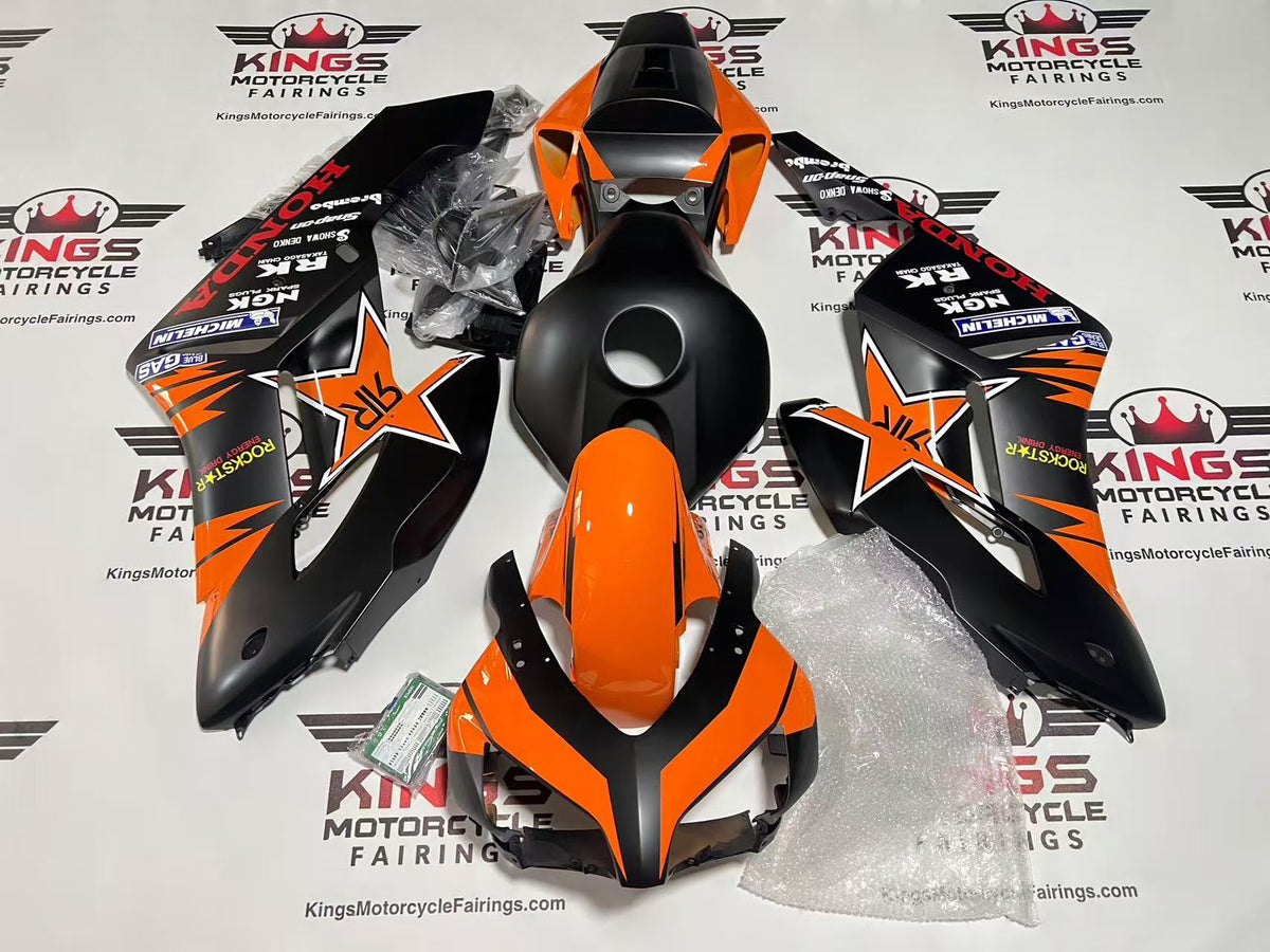 Honda CBR1000RR Fairing Set (2004-2005) Matte Black, Orange Rockstar at KingsMotorcycleFairings.com