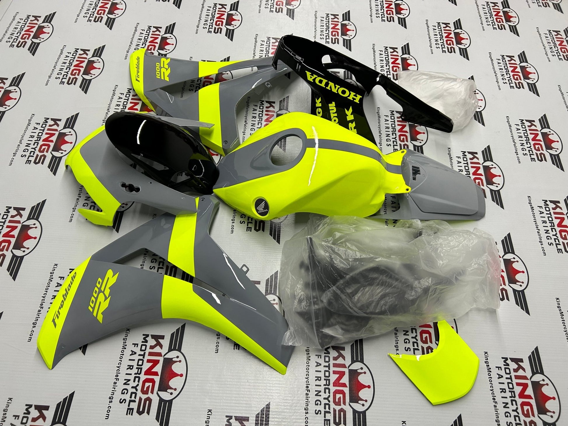 Honda CBR1000RR Fairing Set (2008-2011) Neon Yellow, Gray from KingsMotorcycleFairings.com