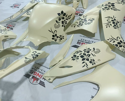 Honda CBR1000RR Fairing Set (2012-2016) Matte Cream, Black Flowers at KingsMotorcycleFairings.com