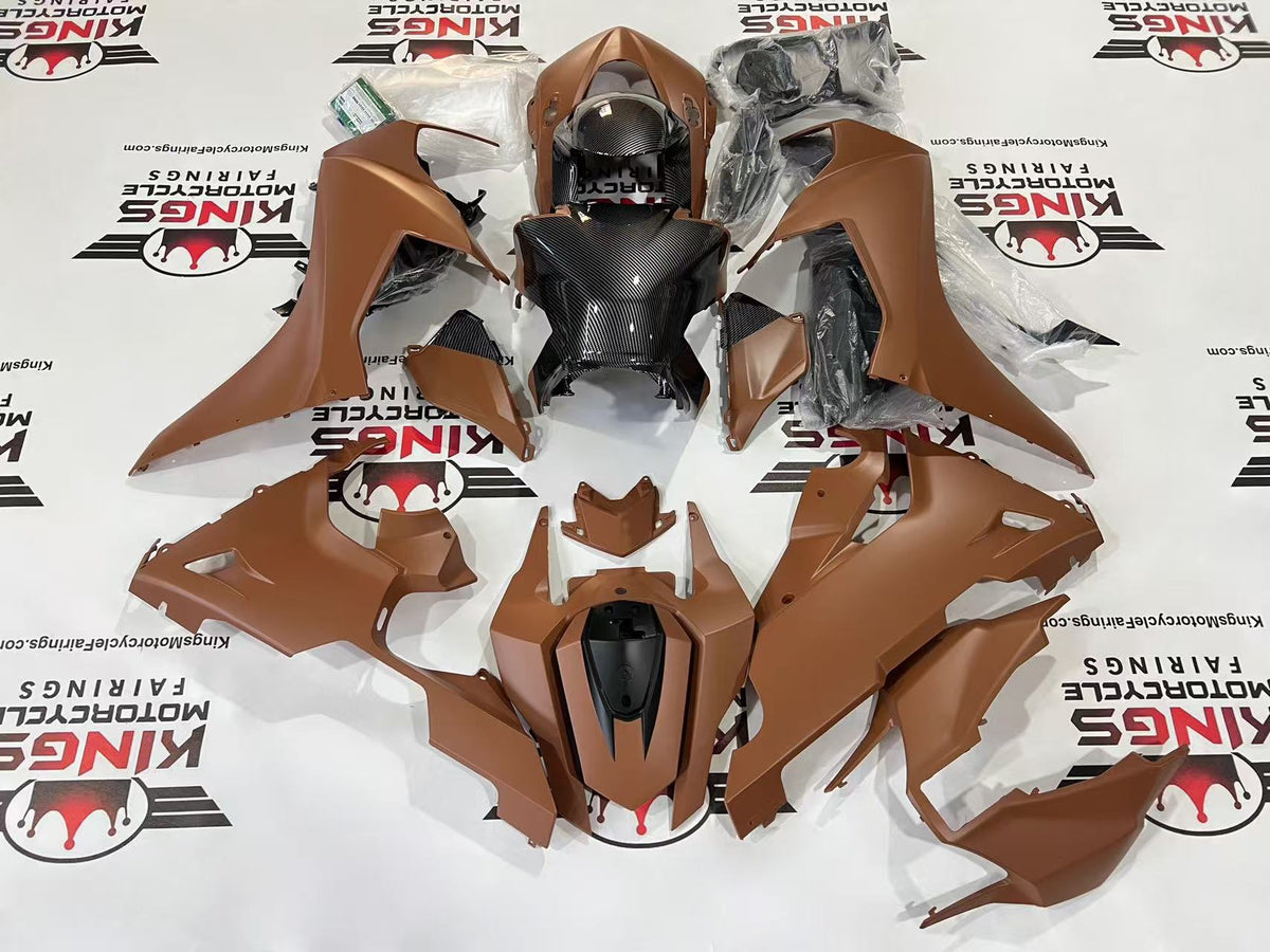 Honda CBR1000RR Fairing Set (2017-2025) Matte Brown, Gloss Faux Carbon Fiber at KingsMotorcycleFairings.com