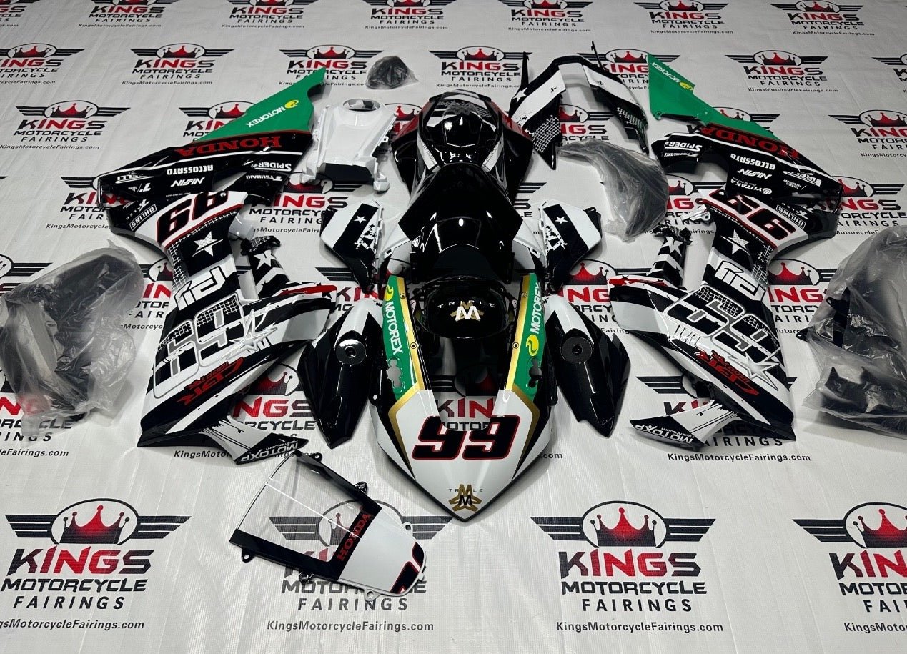 Honda CBR1000RR Fairing Set (2017-2025) White, Black WSBK at KingsMotorcycleFairings.com