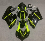 Honda CBR 1000RR Fairings (2004-2005) Black, Neon Yellow Stripes at KingsMotorcycleFairings.com