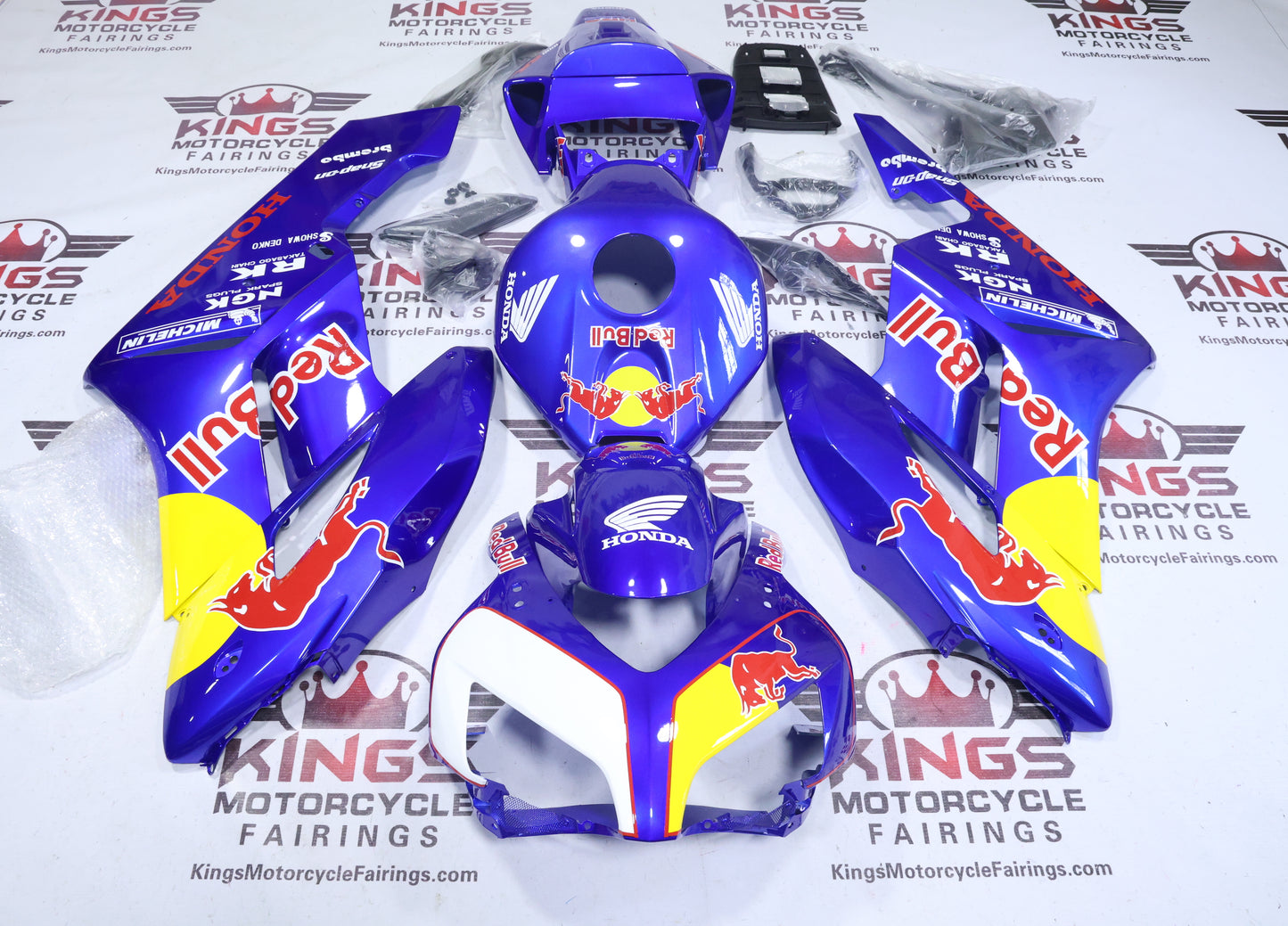 Honda CBR1000RR Fairings (2004-2005) Blue, Yellow, Red, Bull at KingsMotorcycleFairings.com