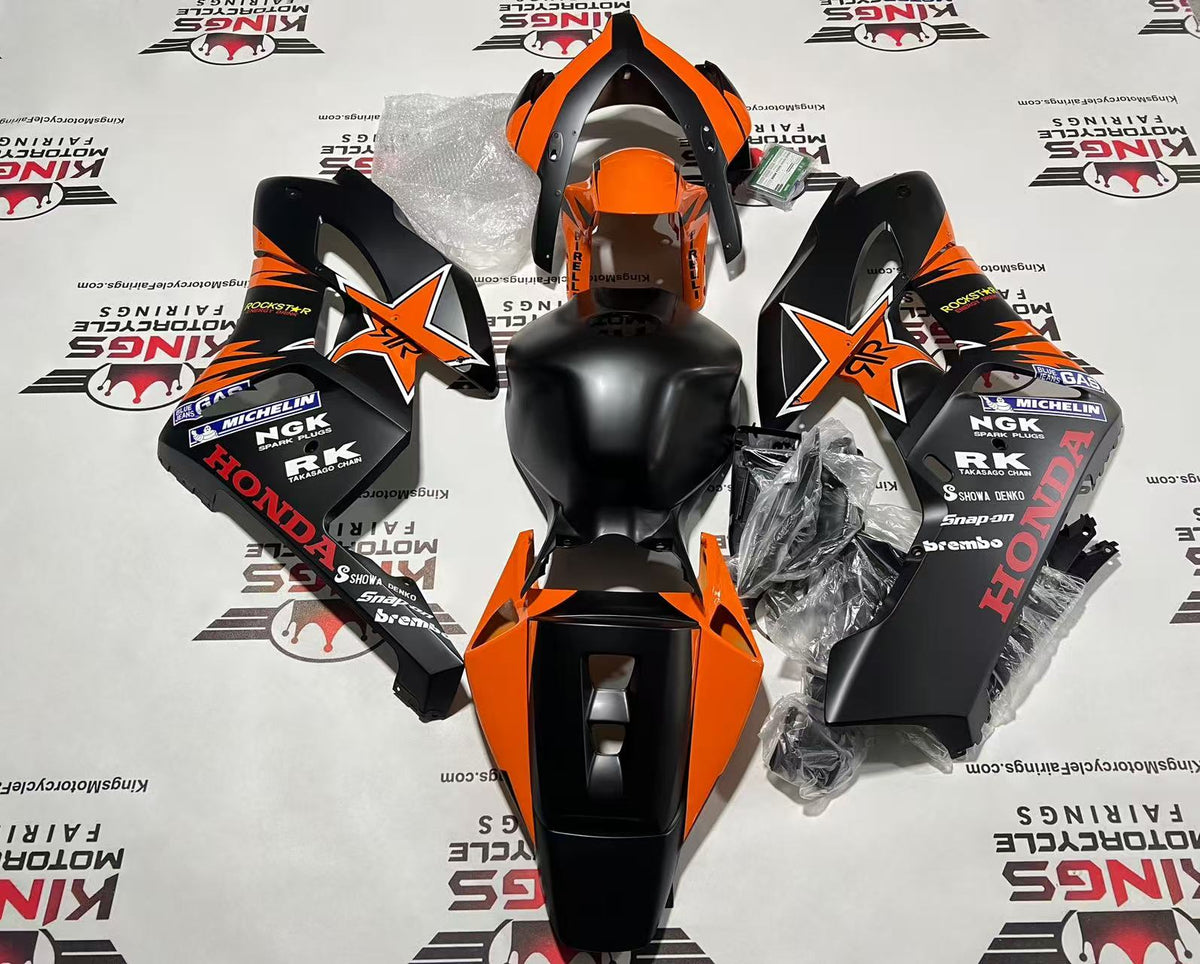 Honda CBR1000RR Fairings (2004-2005) Matte Black, Orange Rockstar at KingsMotorcycleFairings.com