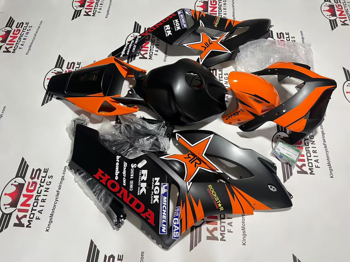 Honda CBR1000RR Fairings (2004-2005) Matte Black, Orange Rockstar from KingsMotorcycleFairings.com