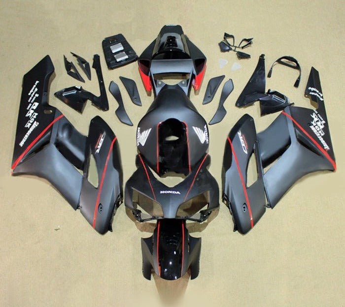 Honda CBR 1000RR Fairings (2004-2005) Matte Black, Red Stripes, Black at KingsMotorcycleFairings.com
