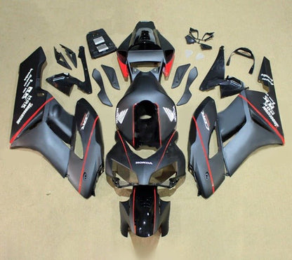 Honda CBR 1000RR Fairings (2004-2005) Matte Black, Red Stripes, Black at KingsMotorcycleFairings.com