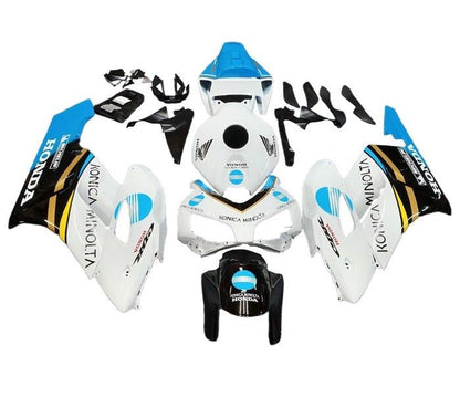 Honda CBR 1000RR Fairings (2004-2005) White, Blue Konica Minolta at KingsMotorcycleFairings.com