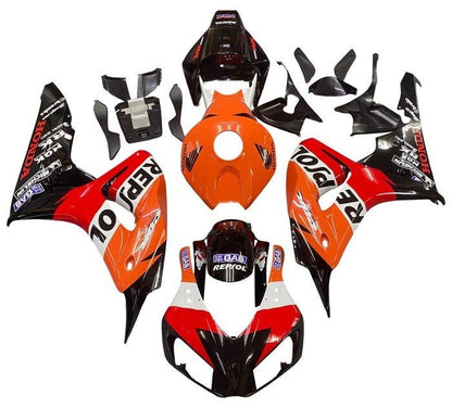 Honda CBR 1000RR Fairings (2006-2007) Black, Orange, Repsol Gas at KingsMotorcycleFairings.com